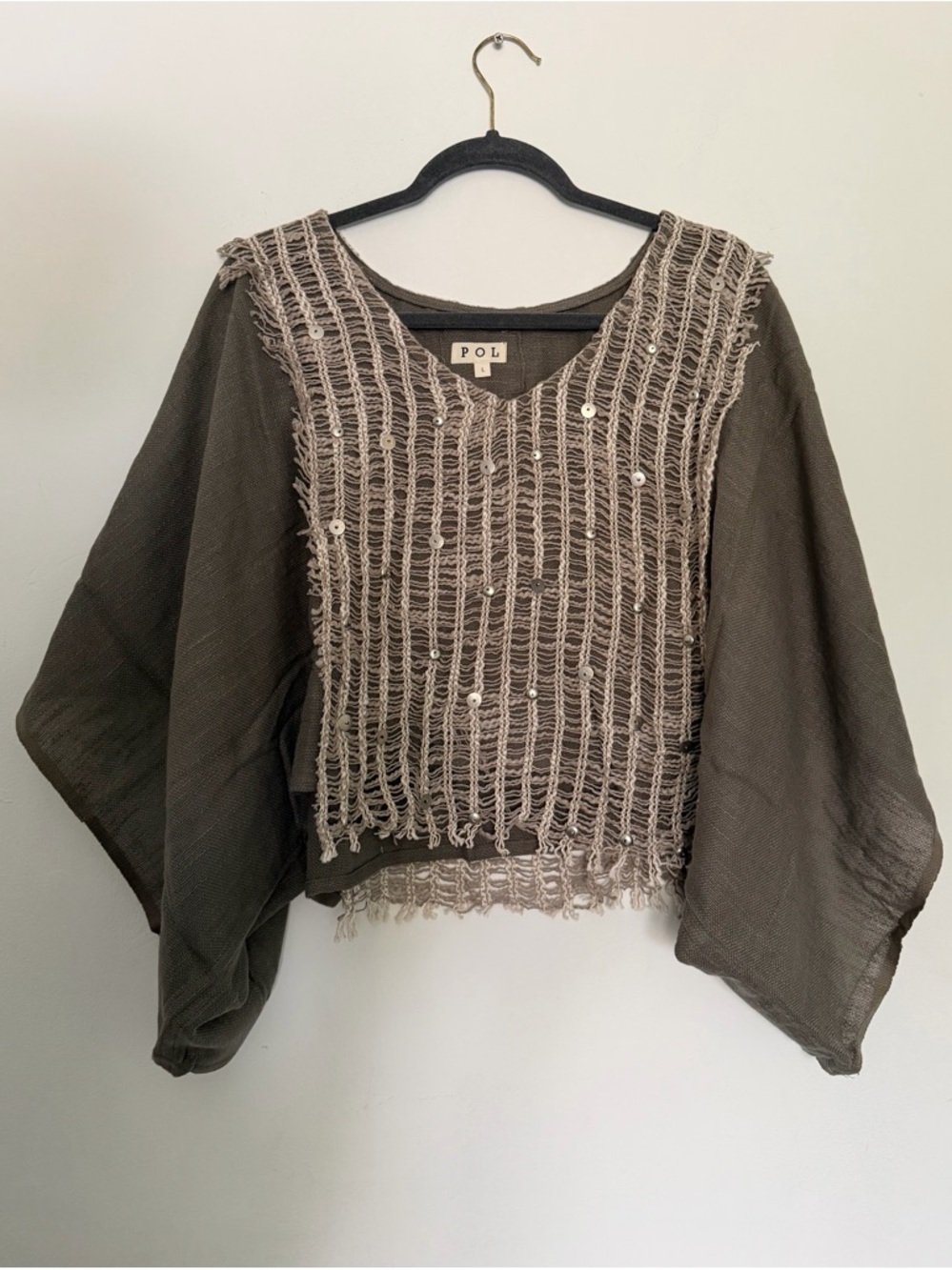 POL Oversized Boho Top Unique Boutique Find Brand New - L